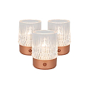 Lucide LED-Akku-Tischleuchte LILY, IP20, � 8cm, 3W 2700K 80lm, 3-stufiger Touch-Dimmer + USB-C Kabel, Acrylglas, Kupfer matt