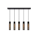 pendant luminaire LIONEL 5 flames, cylindrical E27 IP20, black