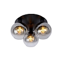 ceiling luminaire MARIUS 3 flames, round E27 IP20, smoky colour, black