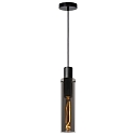 pendant luminaire ORLANDO cylindrical E27 IP20, smoky colour, black