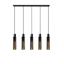 pendant luminaire ORLANDO 5 flames, square E27 IP20, smoky colour, black