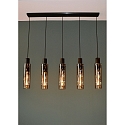 Lucide pendant luminaire ORLANDO 5 flames, square E27 IP20, smoky colour, black