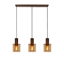 pendant luminaire TOLEDO 3 flames, square, cylindrical E27 IP20, amber, copper
