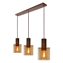 Lucide pendant luminaire TOLEDO 3 flames, square, cylindrical E27 IP20, amber, copper