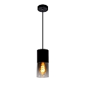 pendant luminaire ZINO cylindrical E27 IP20, smoky colour, black