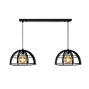 pendant luminaire DIKRA 2 flames, square E27 IP20, black