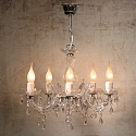 Lucide chandelier ARABESQUE 5 flames, round E14 IP20, transparent
