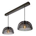 Lucide pendant luminaire MESH 2 flames, round E27 IP20, black 