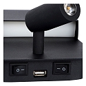 LED Wandleuchte BOXER, 1x10W, 3000K, Mit USB-Ladepunkt, schwarz