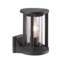Outdoor wall luminaire CILLO, IP65, height 27.6cm, E27 max. 15W, anthracite alu diecast / clear glass cylinder