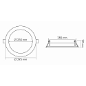 nobil� LED Einbau-Panel FLAT 300 R, IP20, rund, � 29.5cm, 350mA (exkl. BG), dimmbar, 20W 4000K 2400lm 120�, Titan matt