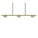 Pendant luminaire CONTINA, 3 flames, G9, IP20, glass opal white, brass