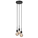 Pendant luminaire PACO, 3 flames, E27, black