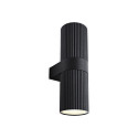 Au�enwandleuchte KYKLOP RIPPLE MAXI, IP54 IK05, 2x E27, Metall gerippt / Glas, schwarz