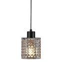 Pendelleuchte HOLLYWOOD, E27, IP20, mit Textilkabel, klar / schwarz