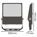 Ledvance floodlight FL PFM DA SYM 60 150W 3000K BK DALI controllable, symmetrical IP66, black