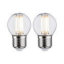 2er-Set LED Filament Tropfenform P45, 230V, E27, 5W 2700K 470lm, klar