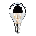 LED Filament Top mirrored Lamp Drop SILVER, 230V, E14, 2.6W 2700K 220lm, clear