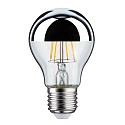 Paulmann LED Filament Top mirrored Lamp Pear A60 NonDim, 230V, E27, 6.5W 2700K 600lm, silver