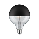 LED Deco Globe G125 Top mirrored Lamp BLACK MATT, 230V, E27, 6.5W 2700K  600lm, dimmable, clear