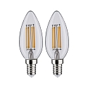 Paulmann 2er-Set LED Filament Kerzenform C35, 230V, E14, 4.5W 2700K 470lm, klar