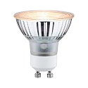 LED Reflektorlampe PAR16, 230V, GU10, 4.3W 2200K 320lm 620cd 38�, Goldlicht insektenfreundlich, schaltbar, Glas, silber / klar