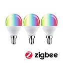Paulmann LED Smart Home Leuchtmittel ZigBee RGBW Tropfen, 3er Pack, E14, 230V, 5W, 2200-6500K, 470lm, dimmbar, matt