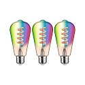 LED Smart Home Filamentlampe ZigBee ST64, 3er Pack, RGBW, E27, 230V, 6,3W, 2200-6500K, 470lm, dimmbar, gold