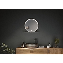 mirror with lighting MIRO � 50CM round, with frame, tunable white, with shelf IP44, black matt 