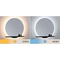 Paulmann mirror with lighting MIRO � 50CM round, without frame, tunable white, with shelf IP44, black matt 