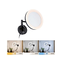 mirror with lighting MASUA IP44 - 3X ZOOM 3-fold, round, with flex arm, CCT Switch, tiltable IP44 / IP20, black matt 