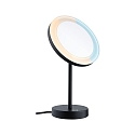 mirror with lighting MASUA IP44 - 3X ZOOM 3-fold, round, CCT Switch, with plug, adjustable IP44 / IP20, black matt 