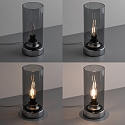 Paulmann table lamp PINJA cylindrical, with switch E14, chrome, smoky colour dimmable