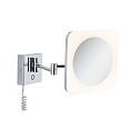Paulmann mirror with lighting JORA LED square, with switch, with jointed arm, CCT Switch, with plug IP44, chrome, white 