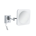 Paulmann mirror with lighting JORA LED square, with switch, with jointed arm, CCT Switch, with plug IP44, chrome, white 