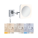Paulmann mirror with lighting JORA LED square, with switch, with jointed arm, CCT Switch, with plug IP44, chrome, white 