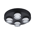 Paulmann LED Bad-Deckenleuchte KAME, IP44, rund, 4-flammig, � 25cm, 18W 3000K 2000lm, schaltbar, starr, schwarz / klar / satiniert