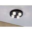 Paulmann LED Bad-Deckenleuchte KAME, IP44, rund, 4-flammig, � 25cm, 18W 3000K 2000lm, schaltbar, starr, schwarz / klar / satiniert