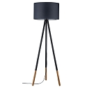 Paulmann Stehleuchte NEORDIC RURIK, 1-flammig, mit Tripod-Stativ + Stoffschirm, Grau / Holz