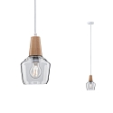 Paulmann Pendelleuchte NEORDIC YLVIE, 230V, E27 max. 20W, Holz / Glas klar, handgefertigt
