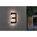 Paulmann solar house number light with accumulator, indirect IP44, black, white matt 