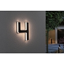 Paulmann solar house number light with accumulator, indirect IP44, black, white matt 