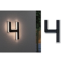 Paulmann solar house number light with accumulator, indirect IP44, black, white matt 