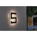 Paulmann LED Solar-Hausnummer, IP44, indirekt, 3000K, 20lm, Akku wechselbar, schwarz, Ziffer 5