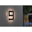 Paulmann solar house number light with accumulator, indirect IP44, black, white matt 
