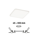 Paulmann LED Einbau-Panel VELUNA VariFit IP44, Eckig, Kunststoff satin, 12.5 x 12.5cm, 8.5W 4000K 700lm