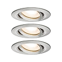 Paulmann Recessed luminaire LED Nova, IP65, round, 7W, GU10, set of 3 swiveling, iron