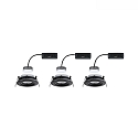 Paulmann LED Deckeneinbauleuchte NOVA PLUS COIN IP65 rund, 3er-Set, 6W, 2700K, dimmbar, schwarz matt