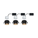 Paulmann recessed luminaire GIL COIN LED round, rigid, set of 3 IP44, gold, black matt dimmable 470lm 2700K CRI >80