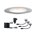 Paulmann LED Bodeneinbauleuchte FLOOR ECO PLUG & SHINE, 3er Basisset, 80�, 7cm, 3x 1,3W, 24W, 3000K, 50lm, IP67, silber
